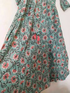 Janasya Gold L Size Anarkali Floor Length Kurta