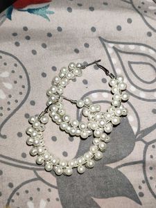 Chunky Pearl Hoop Earrings