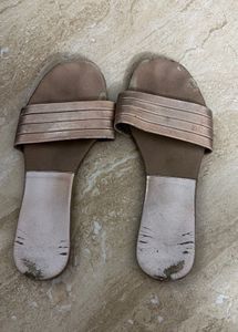 Rose Gold Strappy Flat Sandals