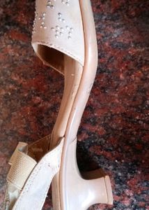 Beige Embellished Flat Sandals