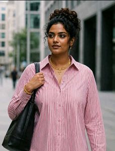 Chic Striped Button-Up Shirt XL