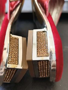 Red &amp; Gold Embellished heels