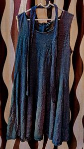 Zudio grey shimmery party wear dress with belt