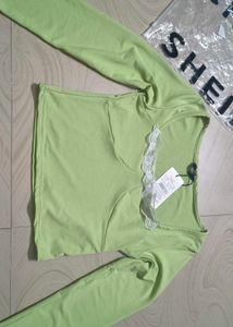 Lime Green Lace Trim Top