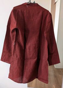 Men's Red Linen Kurta