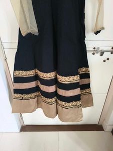 Elegant Black &amp; Gold Embroidered Anarkali Gown