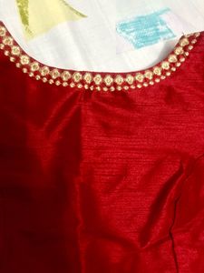Stand out party designer Red Silk Blouse