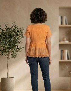 Mustard yellow peplum top for women
