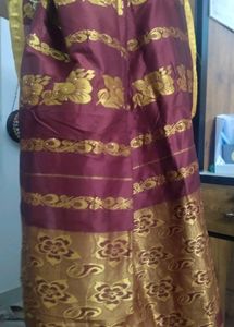 Elegant Maroon &amp; Golden Saree
