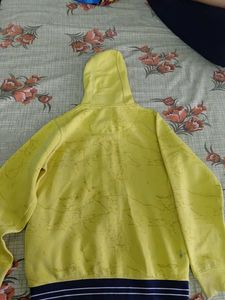 Men's Yellow Graphic Zip-Up Hoodie