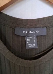 Ribbed Olive Green Cropped T-Shirt