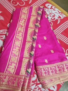 Baluchari pure silk Pink saree