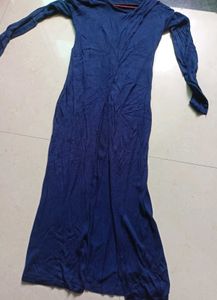 Navy Blue Woollen Maxi Kurti with Slit