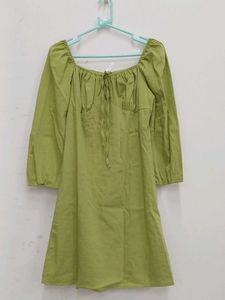 Green Long Sleeve Mini Dress