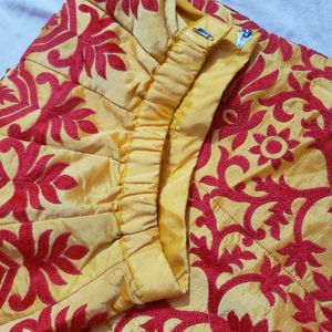 Yellow &amp; Red Embroidered Lehenga Set