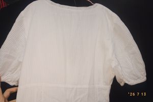 ZARA White Cotton Midi Dress