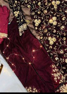 Embroidered Velvet Lehenga Choli Set