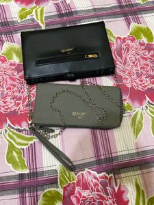 LAVIE COMBO OF 2 Clutches Black &amp; Grey