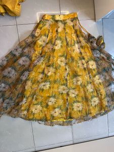 Yellow Floral Print Lehenga Choli Set
