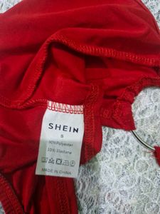 Red Halter Neck Ring Detail Top