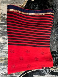 Elegant Red Striped Saree