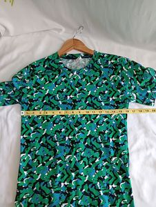 Green Abstract Print Slim Fit Top