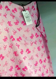 Pink Bow Print Sleep Dress