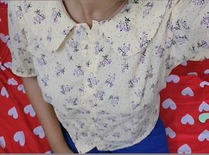 Cute Floral Puff Sleeve Top