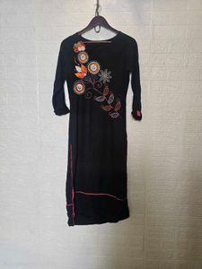 Embroidered Black Kurta