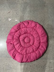 Baby Round Play Mat Cum Storage Bag - Pink &amp; White