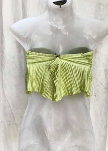Lime Green Pleated Strapless Top