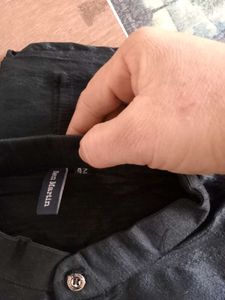 Ben Martin Black Mandarin Collar Shirt