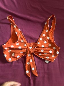 Cute Orange Polka Dot Bikini Top
