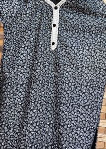 Printed Khadi Cotton Kurti in black colour 3xl