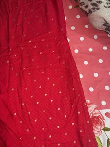 Elegant Red Kurta Set with Golden Motifs