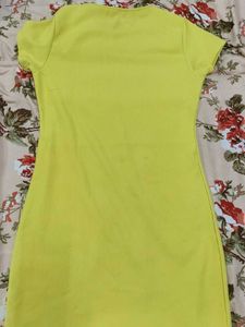 Bright Yellow Ribbed Mini Dress
