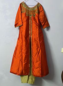 Orange Embroidered Kurta Set