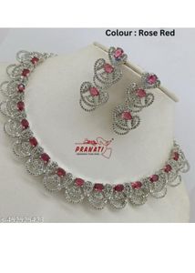 Ruby &amp; CZ Silver-Plated Necklace