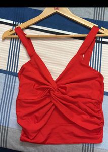 DATE PERFECT Red Sleeveless Cutout Crop Top