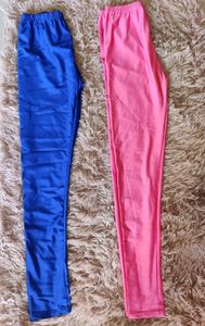 Shine Leggings Set of 2 Pink &amp; Blue