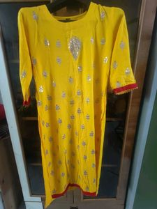 Yellow Embroidered Kurta and Palazzo Set