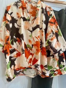 Hermes print Top with Straight Leg Pants Set