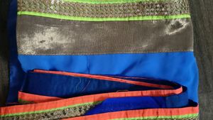 blue shaded saree with heavy border and stitched blouse💙