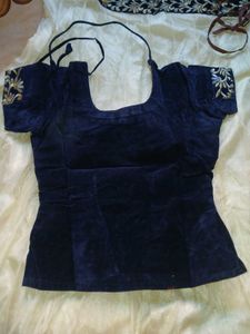 Elegant White &amp; Navy Embroidered Lehenga Choli