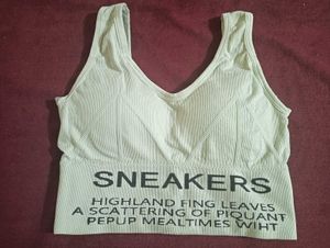 Ribbed Sports Bra with "Sneakers" Print