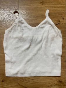 White Ribbed Camisole Crop Tank Top