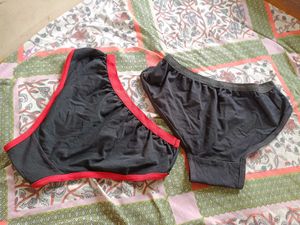 Black Briefs Cotton Panties Combo 2 Pieces 34in🩲