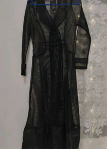 Black Mesh Trench Coat
