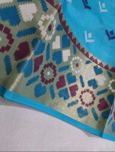 Traditional Soft Sky Blue Cotton Saree