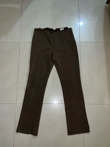 H&amp;m brown ankle slit low waist pants
